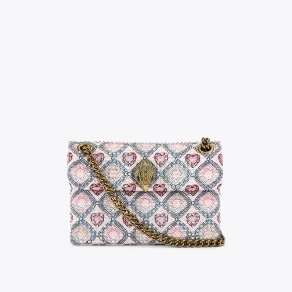 Kurt Geiger Pink Jeweled Crossbody “The Mini Kensington” with Gold Chain NWT